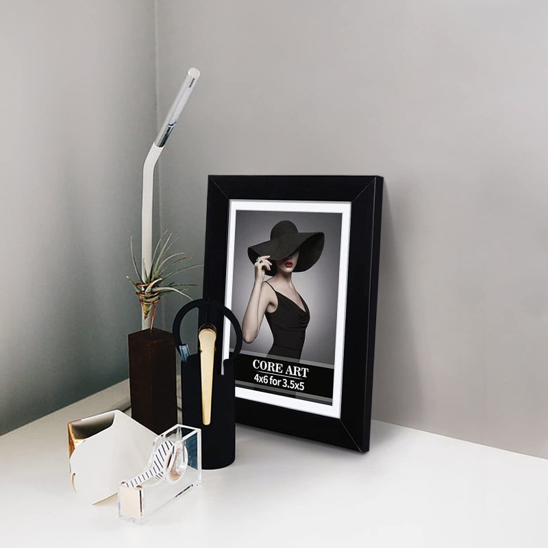 CORE ART مجموعة إطارات الصور السوداء مقاس 4 × 6 من كور آرت مكونة من 4 صور عرض مقاس 3.5 × 5 مع حصيرة أو 4 × 6 بدون حصيرة إطارات صور متعددة مجمعة لعرض الحائط أو سطح الطاولة - Image 5